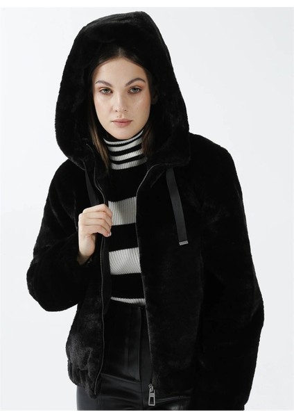 Kadın Ceket Siyah 15260047 Onlvıda Fur Hooded Jacket cc Otw fiyatları