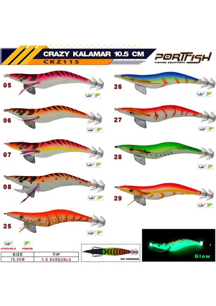 Crazy Kalamar Zokası 3 gr Kurşunlu 10,5 cm - #08
