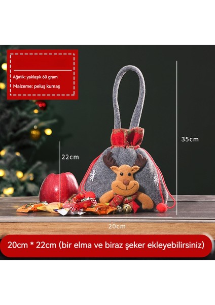 Noel Süsleme Peluş Kalınlaşmış Cola Ağız Hediye Çantası (Yurt Dışından)