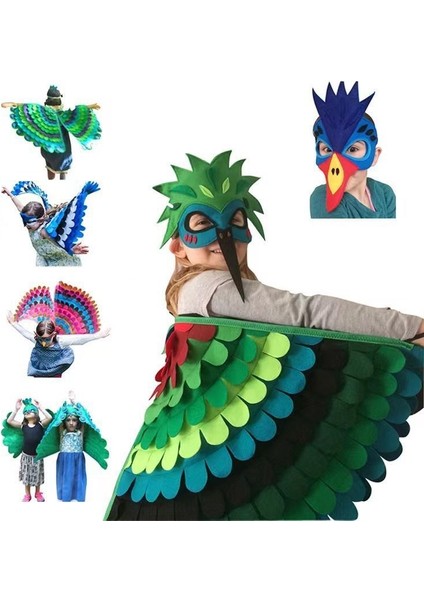 Owl Peacock Çocuk Cosplay Kostüm - Yeşil (Yurt Dışından)