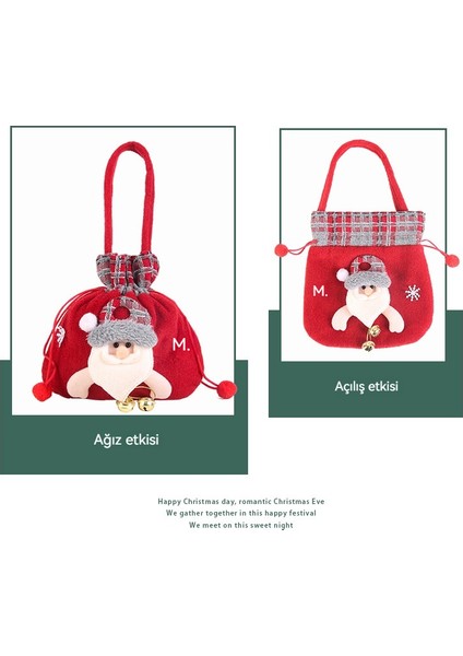 Noel Süsleme Peluş Kalınlaşmış Cola Ağız Hediye Çantası (Yurt Dışından) modelleri