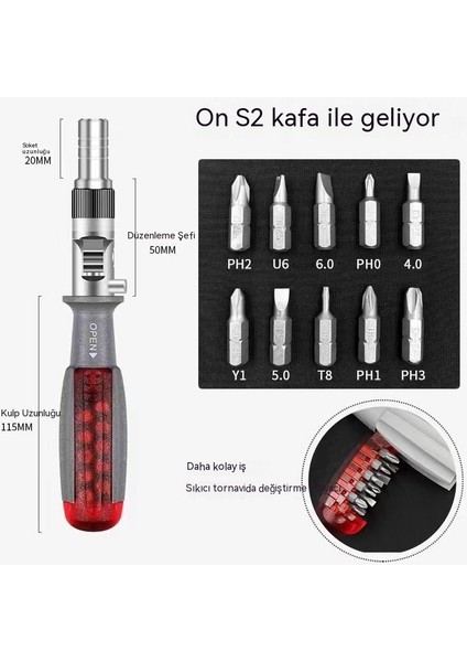 Çok Açılı 10 Bir Arada Iki Yönlü Çok Kullanıcılı Tornavida Aracı Seti (Yurt Dışından)