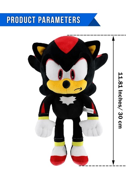 Shadow The Hedgehog Peluş Oyuncak - Süper Yumuşak Siyah Sonic Hedgehog Figürü - Çocuklar Için Mükemmel Gölge Erkek ve Kız Çocuklar Için Hediye Peluş Figür - 12" (Siyah) (Yurt Dışından)