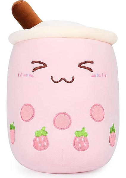 Çilek Boba Peluş 19.6 Inç Pembe Dolması Kabarcık Çay Peluş Süt Çay Bardağı Yastık Büyük, Çocuklar Için Yumuşak Kawaii (Yurt Dışından)