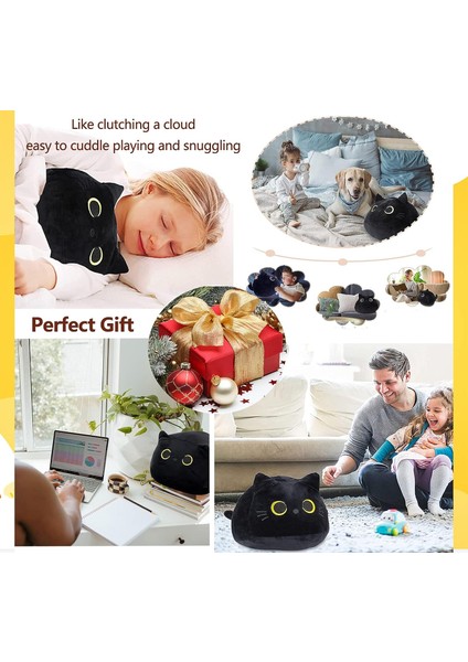 15.7" 3D Kara Kedi Peluş Oyuncak Yastık, Yumuşak Kawaii Yavru Kedi Doldurulmuş Hayvan Yastığı (Yurt Dışından) modelleri