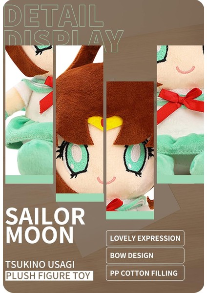 Sailor Peluş Ay Bebek Tsukino Usagi Plushie Anime Dolması Hayvan Yumuşak Karikatür Figürü Oyuncak Yastık Yastık Hediye (Yeşil) (Yurt Dışından)