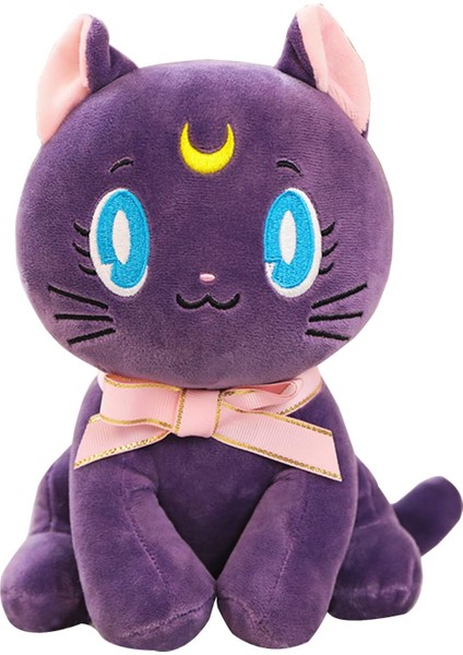 Ay Kedi Peluş Bebek Luna Plushie Dolması Hayvan Oyuncak Figürleri Ev Dekor Doğum Günü Hediyesi 10IN (Mor) (Yurt Dışından)