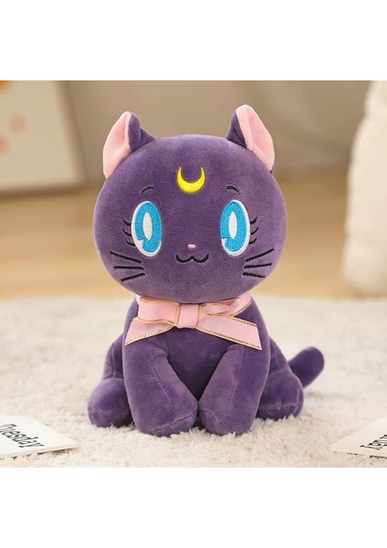 Ay Kedi Peluş Bebek Luna Plushie Dolması Hayvan Oyuncak Figürleri Ev Dekor Doğum Günü Hediyesi 10IN (Mor) (Yurt Dışından)