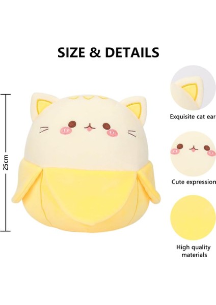 Muz Kedi Peluş Oyuncak, 9.8 "muz Kedi Peluş Doldurulmuş Hayvan Kawaii Kedi Yastık Yumuşak Kedi Peluş Bebek Çocuklar Için Kız Erkek Doğum Günü Noel Ev Decora (Çilek Inek) (Yurt Dışından)