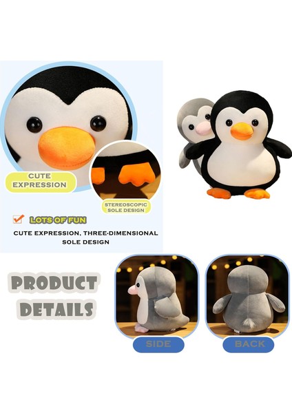 9.8ın Penguen Dolması Hayvan Peluş Sevimli Oyuncak Çocuklar Penguen Severler Için Hediyeler, Siyah (Yurt Dışından)