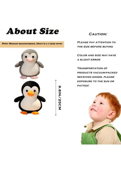 9.8ın Penguen Dolması Hayvan Peluş Sevimli Oyuncak Çocuklar Penguen Severler Için Hediyeler, Siyah (Yurt Dışından)