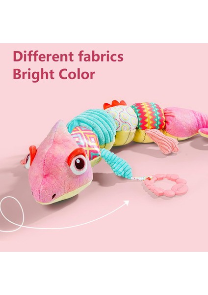 Yumuşak Duyusal Çıngıraklar ve Kırışık Yenidoğan Peluş Karın Zamanı Oyuncakları ile Bebek Müzikal Doldurulmuş Hayvan Oyuncak 6+ Aylık Kız Bebek Hediyesi, Pembe Bukalemun (Yurt Dışından) fırsatları