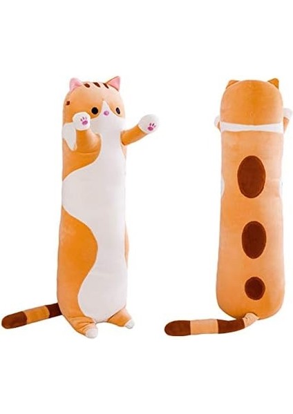 Güzel Peluş Kedi Bebek Sevimli Karikatür Yumuşak Dolması Yavru Kedi Yastık Uzun Atışlı Uyku Oyuncak Hediye Çocuklar Kız Arkadaşı Için Çoklu Boyutu (Kahverengi, 70CM/27.5IN) (Yurt Dışından)