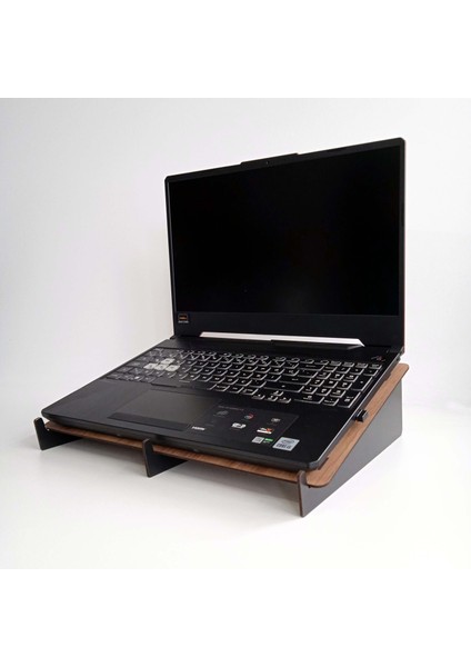 Ahşap Mdf Demonte 15.6 Inç Laptop Standı - Siyah Ayaklı