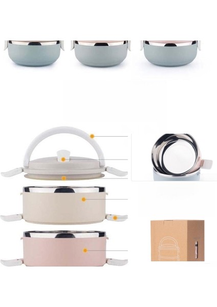 3 Katlı 2100ML Gurme Modern Öğle Yemeği Kutusu Bento Öğle Yemeği Kutusu (Yurt Dışından)