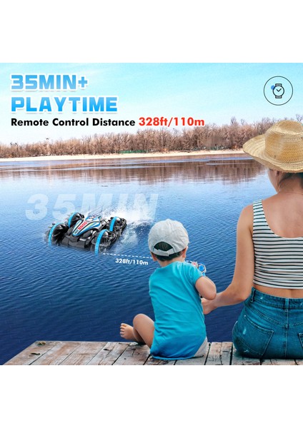 2.4g Amfibi Dublör Uzaktan Kumanda Araç Çift Taraflı Haddeleme Sürüş Yeni Teknoloji Rc Araç Çocuk Elektrikli Oyuncaklar (Yurt Dışından)