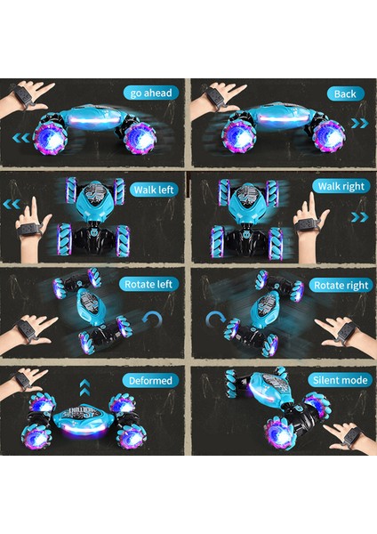 4WD 1:16 Dublör Rc Araba LED Işık ile Hareket Indüksiyon Deformasyon Büküm Tırmanma Radyo Kontrollü Araba Elektronik Oyuncaklar Çocuklar Için (Yurt Dışından)