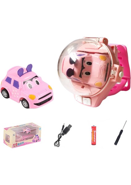 (1 Paket) Araba Izle Oyuncak Elektrikli Çocuk Mini Yarış Uzaktan Kumandalı Araba Araba Saati (Pembe Mini (Şarj Edilebilir Versiyon + No. 7 Pil + Tornavida)) (Yurt Dışından)