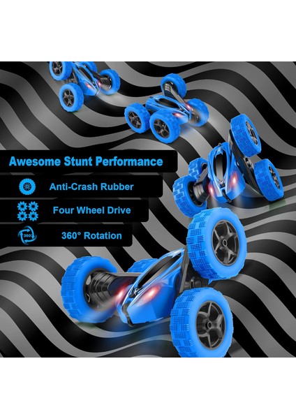 Uzaktan Kumandalı Araba, Rc Arabalar 2.4ghz Hızlı Dublör Rc Araba, 4WD Çift Taraflı 360° Dönen Farlı Rc Kamyonlar, Çocuk Erkek Kızları Için Off Road Rc Paletli Oyuncak Arabalar (Ma (Yurt Dışından)