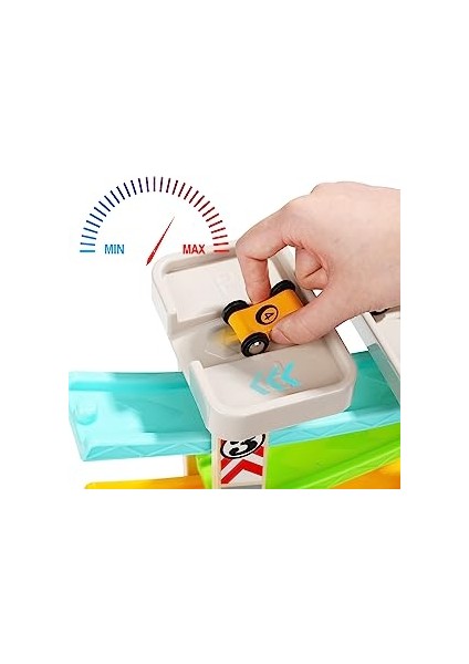 Saytay Araba Rampası Oyuncak 1 2 3 Yaşındaki Erkek Çocuklar Için Hediyeler, 4 Ahşap Araba ve 3 Araba Garajı ile Yürümeye Başlayan Yarış Pisti Oyuncak ST-001 (Yurt Dışından)