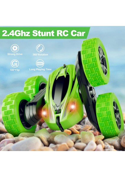 Uzaktan Kumandalı Araba, Rc Arabalar Dublör Araba Oyuncak, 4WD 2.4ghz Çift Taraflı 360° Dönen Farlı Rc Araba, Erkekler/kızlar Için Çocuk Noel Oyuncak Arabaları (Yeşil) (Yurt Dışından) fiyatları