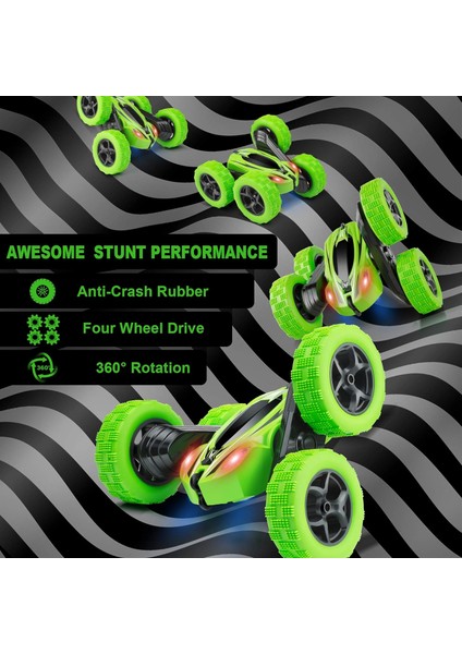 Uzaktan Kumandalı Araba, Rc Arabalar Dublör Araba Oyuncak, 4WD 2.4ghz Çift Taraflı 360° Dönen Farlı Rc Araba, Erkekler/kızlar Için Çocuk Noel Oyuncak Arabaları (Yeşil) (Yurt Dışından) modelleri