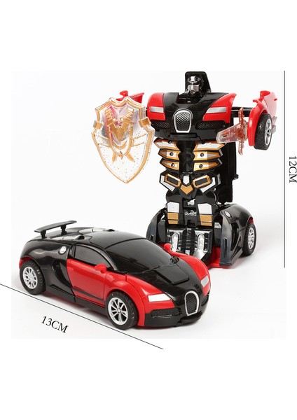 (Iki Adet) Çarpışma Deformasyon Oyuncak Araba Autobot Robot Atalet Etkisi Bir Düğme Deformasyon Araba Çocuk Hediye (Bugatti Kırmızı Renkli Kutu) (Yurt Dışından)