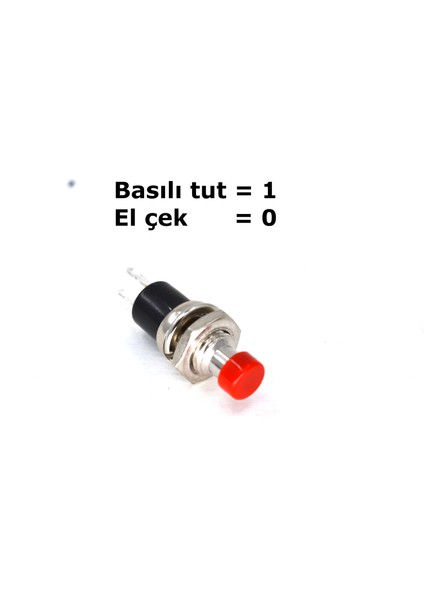 5 Adet Mini Kırmızı Buton 1-0 Diyafon Alarm Reset Metal Gövde