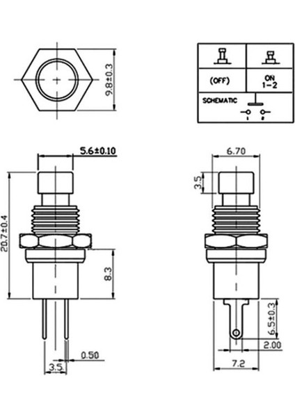 5 Adet Mini Kırmızı Buton 1-0 Diyafon Alarm Reset Metal Gövde