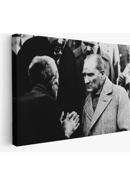 Atatürk Portre Tablosu Mustafa Kemal Atatürk Dikdörtgen Dekoratif Kanvas Tablo