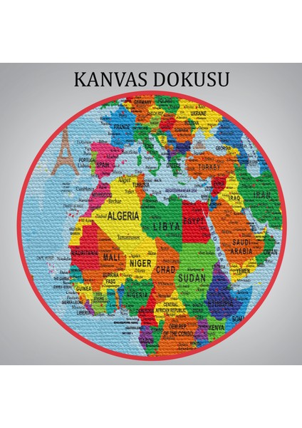 Dünya Haritası Kanvas Tablo Çok Ayrıntılı Dekoratif ve Okyanuslu