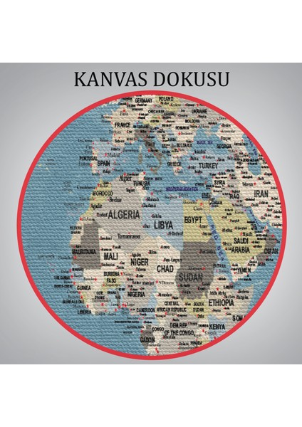 Dünya Haritası Son Derece Ayrıntılı Eğitici Öğretici Okyanuslu Dekoratif Tablo ( Üç Parça )