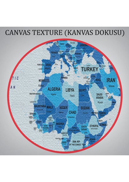 Haritasepeti Dünya Haritası Kanvas Tablo Ülke Başkent Detaylı ve Dekoratif 2571