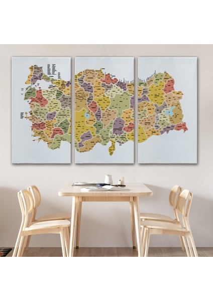 HaritaSepeti Türkiye Haritası Kanvas Tablo İl ve İlçeli Ayrıntılı Eğitici-Öğretici Dekoratif Tablo 3042 modelleri