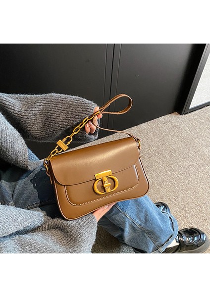 Çanta Niş Zincir Koltuk Altı Çantası Maillard Tek Omuz Crossbody Küçük Kare Çanta (Yurt Dışından)