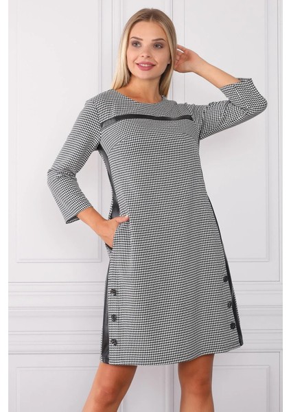 Element's Kadın Çizgili ve Deri Detaylı Elbise ETS9545154