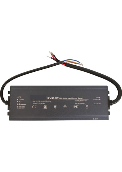 12 Volt 25 Amper 300 Watt Dış Cephe LED Adaptör IP67 Su Geçirmez