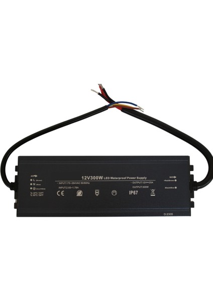 12 Volt 25 Amper 300 Watt Dış Cephe LED Adaptör IP67 Su Geçirmez