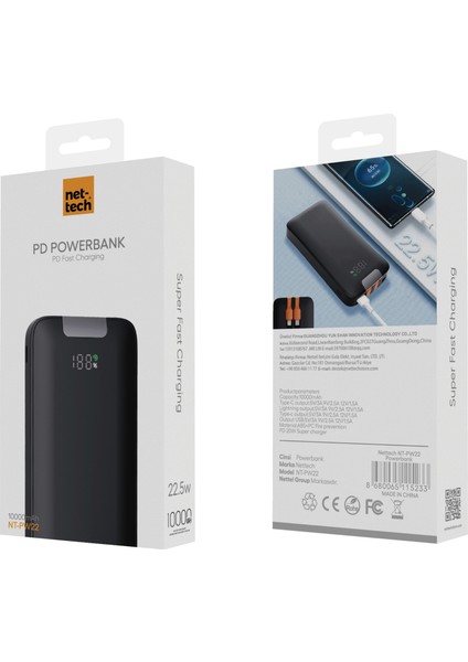 NT-PW22 22.5W 4 Çıkışlı 10000 Mah Taşınabilir Powerbank