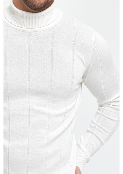 Erkek Tam Balıkçı Likralı Fitilli Kumaş Dar Kalıp Şık ve Rahat Kışlık Triko Kazak fırsatları