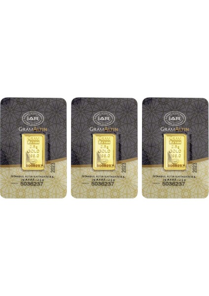 3 Adet 2.5 gr 24 Ayar Gram Altın
