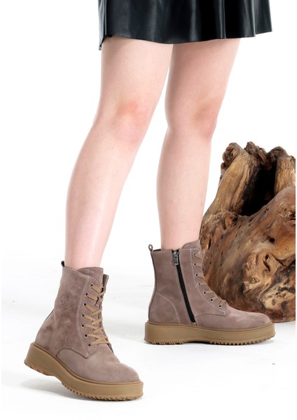 Deri Kürklü Süet Kadın Günlük Bot Ayakkabı