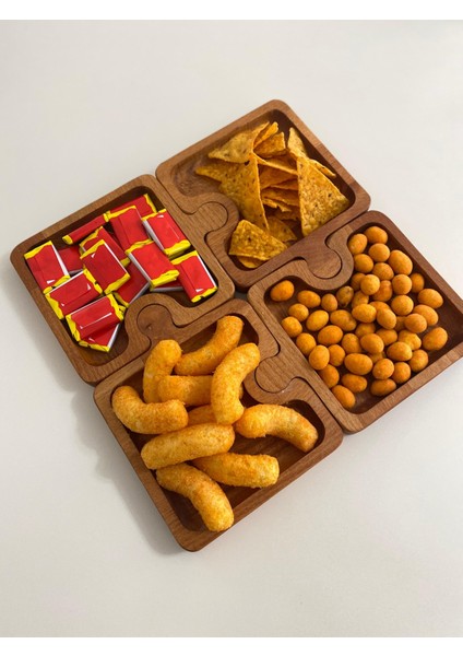 Ahşap Geçme 4 Lü 30 cm Çerezlik