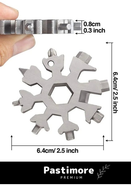 Paslanmaz Çelik Çok Fonksiyonlu Alyan Tornavida Takımı Kar Tanesi Anahtarlık Konserve Açıcı