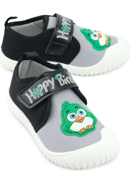 Yazlık Erkek Çocuk Keten Happy Bird Cırt Cırtlı Ayarlanabilir Ayakkabı