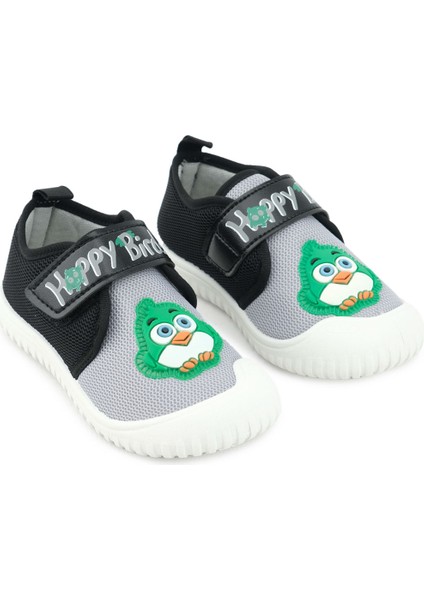 Yazlık Erkek Çocuk Keten Happy Bird Cırt Cırtlı Ayarlanabilir Ayakkabı