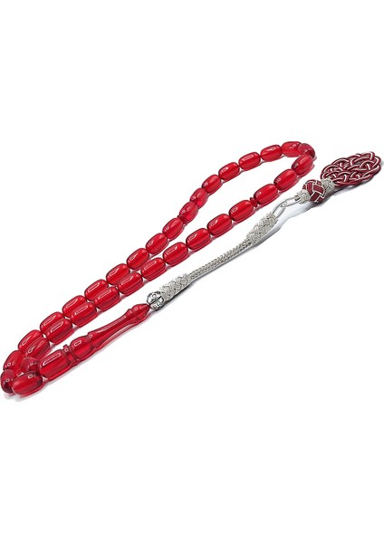 7X11 mm Kapsül Kesim El Örmesi Trabzon Kazaziye Püsküllü Neon Kırmızı Tesbih