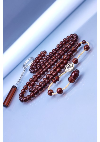 6x6 mm Lababidi Imzalı 99'lu Sıkma Kehribar Tesbih - Namaz Tesbihi fiyatları