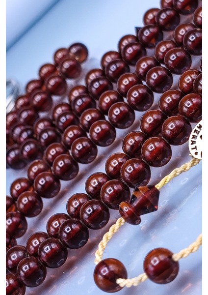 6x6 mm Lababidi Imzalı 99'lu Sıkma Kehribar Tesbih - Namaz Tesbihi modelleri