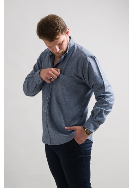 Rahat Kesim Cepli Yaka Düğmeli Bitik Kareli Kışlık Kumaş Erkek Gömlek fiyatları